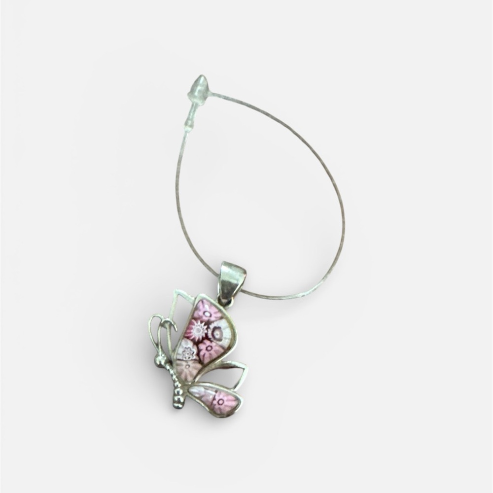 Alan K Pink and Silver Butterfly Necklace